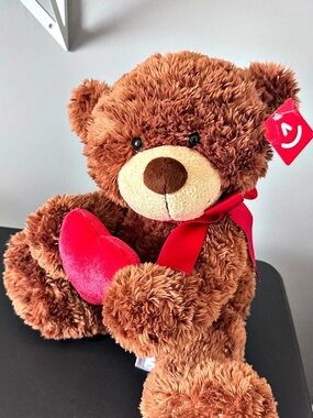 Aurora Brown & Pink Teddy Bear Plush with Heart